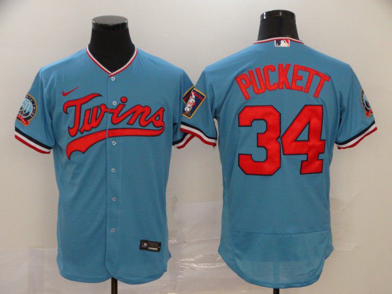 Men Minnesota Twins #34 Puckett Blue Nike Elite MLB Jerseys->minnesota twins->MLB Jersey